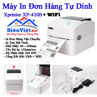 Máy In Đơn Hàng Thương Mại Điện Tử, In Tem Mã Vạch Xprinter XP 420B Bản Lan & USB