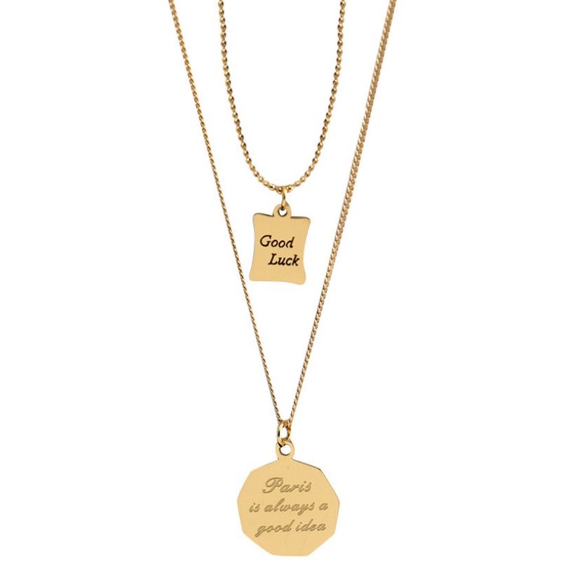 Dây Chuyền 2 Tầng Good Luck Titan Ko Đen TT 3892