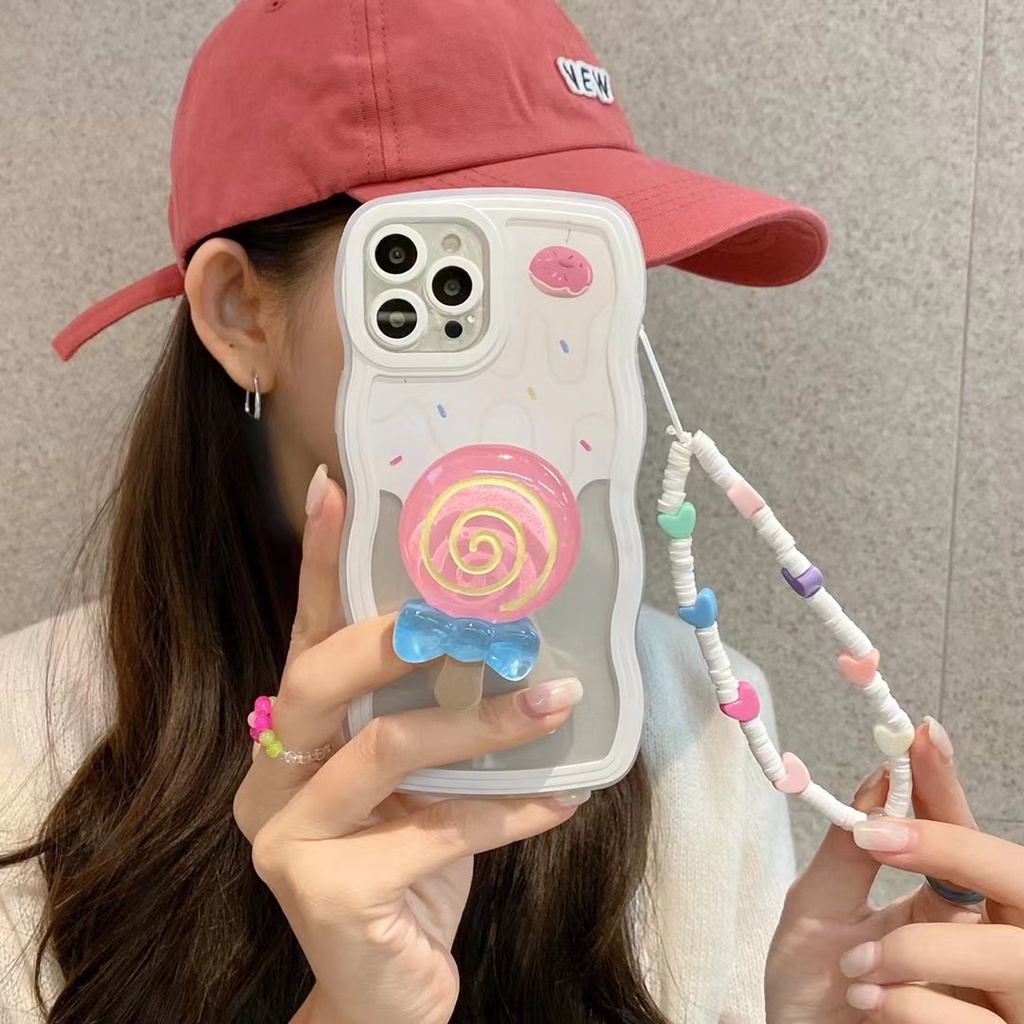 Ốp Điện Thoại Mềm Mịn Màu Kẹo Có Dây Đeo Tay Cho Iphone 13 pro max 12 pro max 11 pro max xs max xr x
