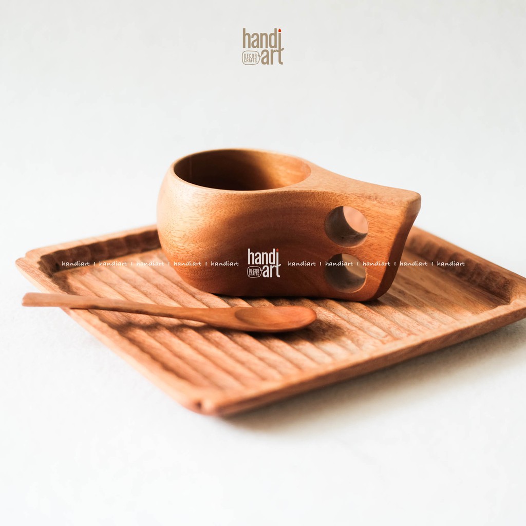 Ly gỗ tay cầm tự nhiên-cóc gỗ decor - wooden cups