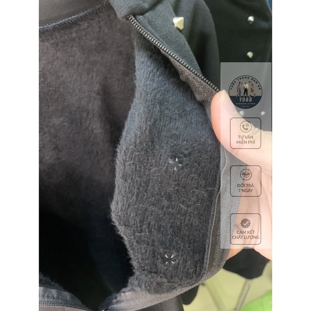 Áo khoác Đinh Hoodie , Áo khoác nỉ 2 lớp gắn đinh nam nữ Cá Tính