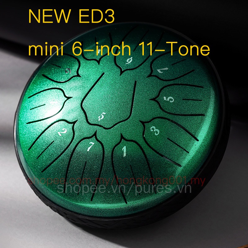 Trống lưỡi thép 6 inch 11 tông mini Hluru Huashu ED3