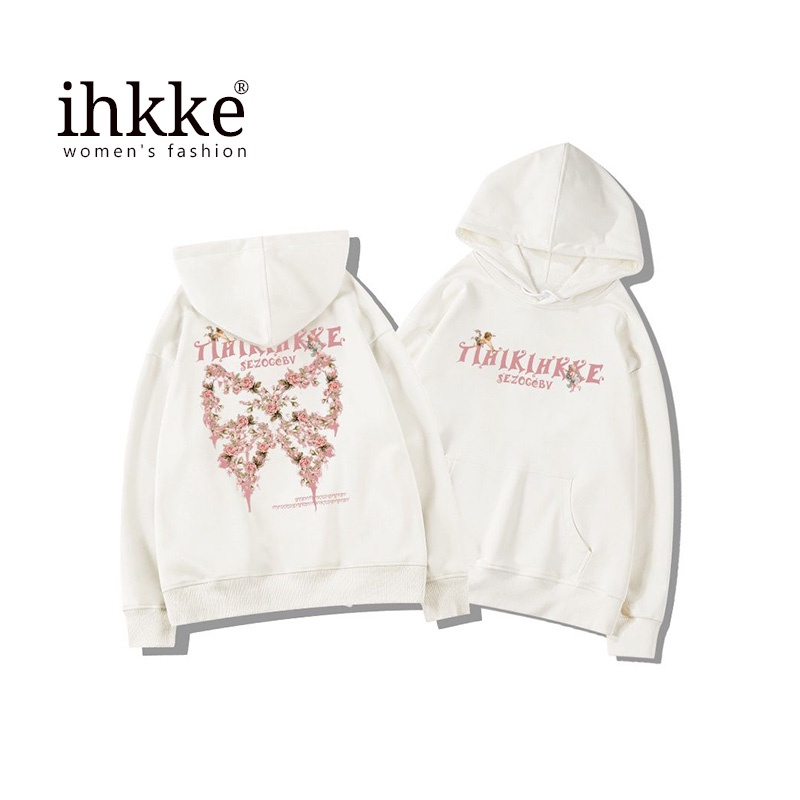 Áo hoodie Ihkke dáng rộng phong cách Hàn Quốc thời trang cho nữ