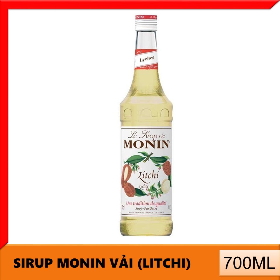 Siro Monin Vải (Litchi) Chai Thủy Tinh 700ml