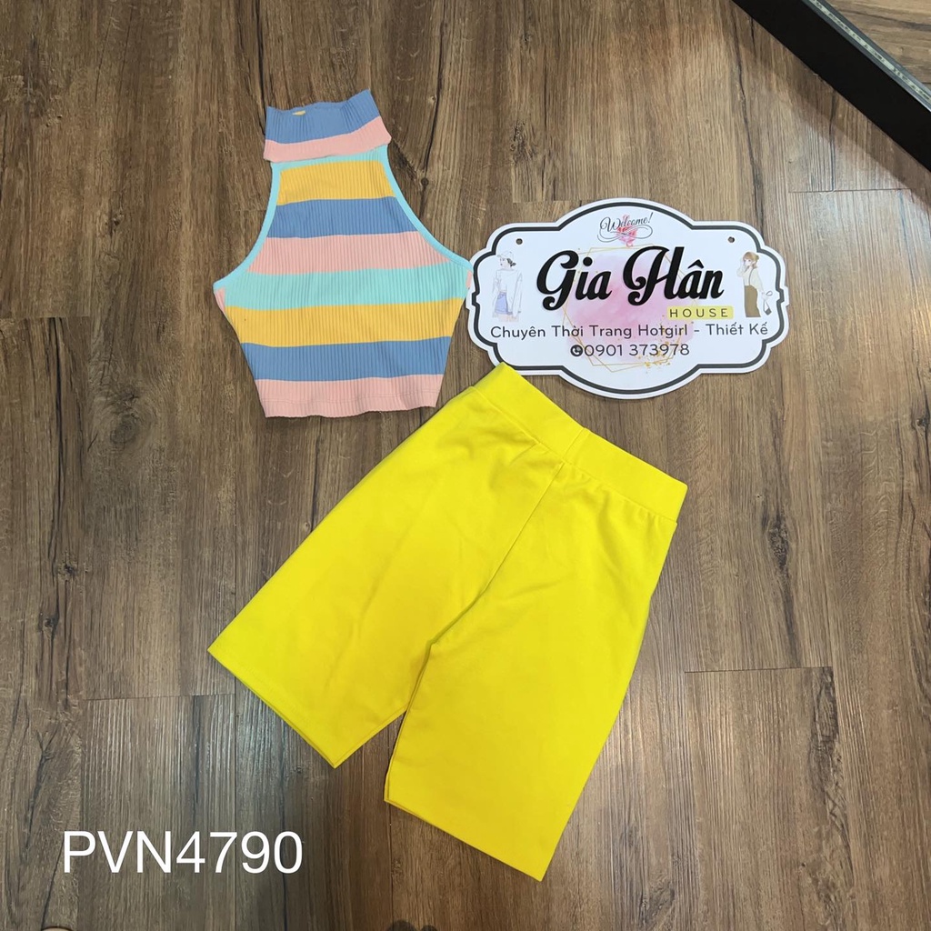 Bộ áo yếm kẻ bút chì