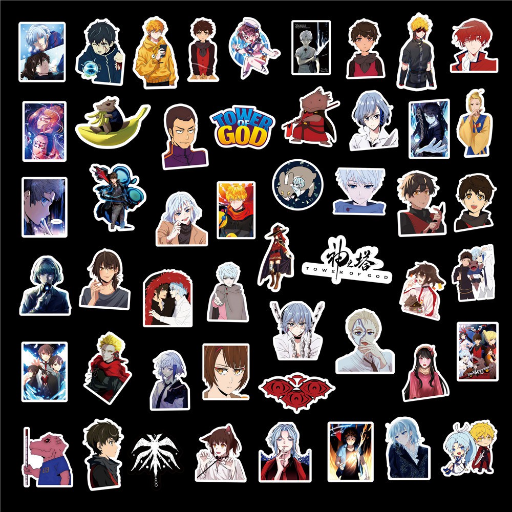 Set 50 miếng sticker hình các nhân vật trong TOWER OF GOD dán trang trí chống thấm