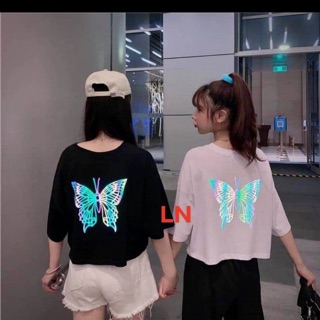 Áo croptop và áo phông phản quang bướm 7 màu