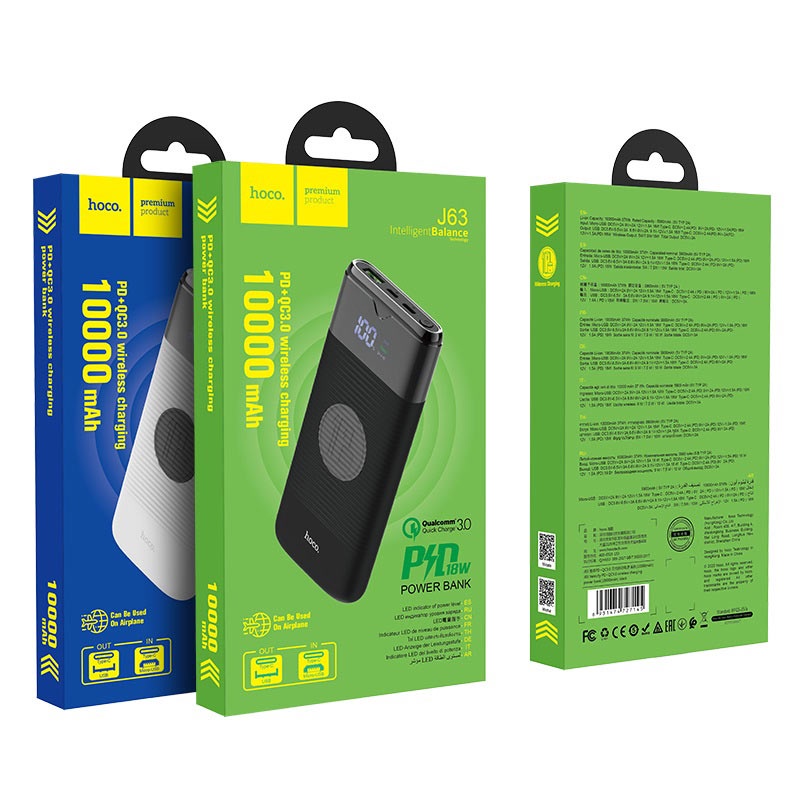 PIN SẠC DỰ PHÒNG KHÔNG DÂY HOCO J63 / 10000MAH PD 18W / QC 3.0