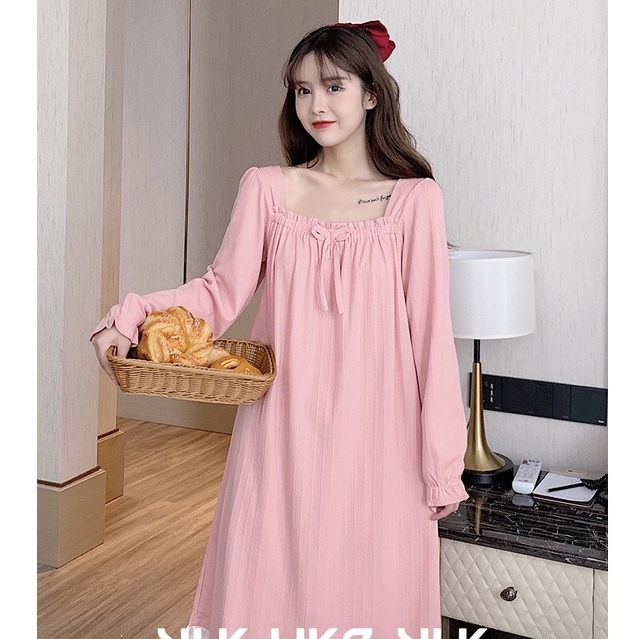 Váy Ngủ Nữ Mặc Ở Nhà Bộ Đồ Dài Tay Dày Mùa Xuân Thu Đông Hè Kute VN30