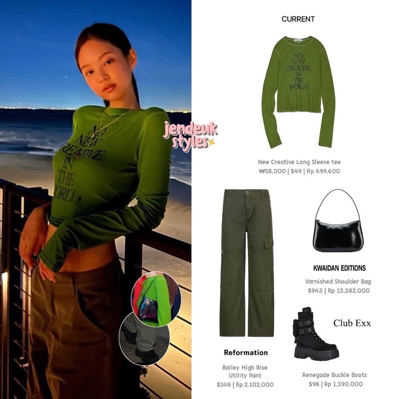 Áo thun tay dài brand Hàn Current giống Jennie BLACKPINK
