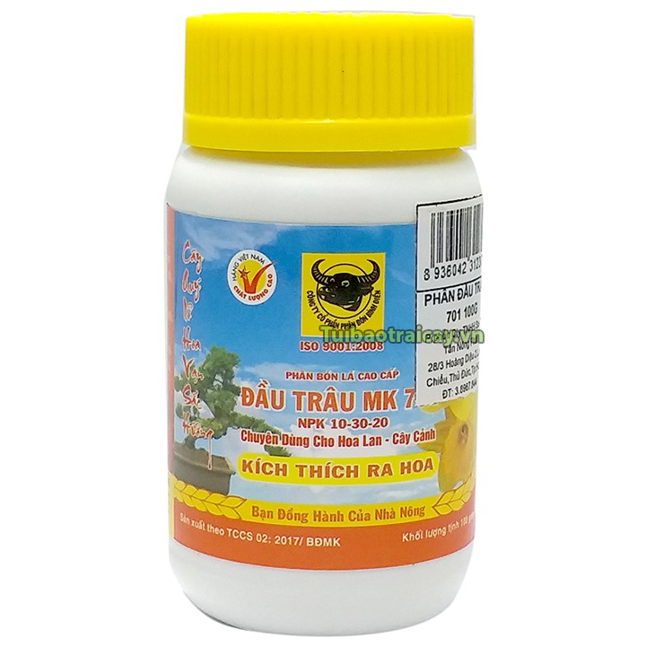 Phân bón kích ra hoa đầu trâu 701 NPK 10-30-20 lọ 100g - T12