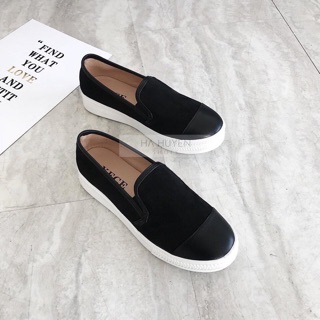 ( ảnh thật ) Slip on da lộn kẻ gót
