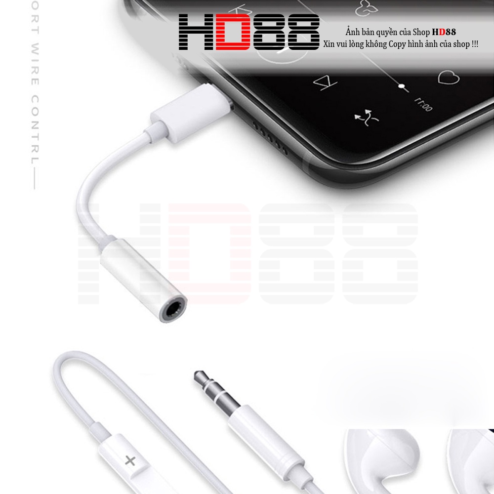 Rắc chuyển đổi type c sang tai nghe rắc tròn 3.5mm đàm thoại được - HD88 - A47