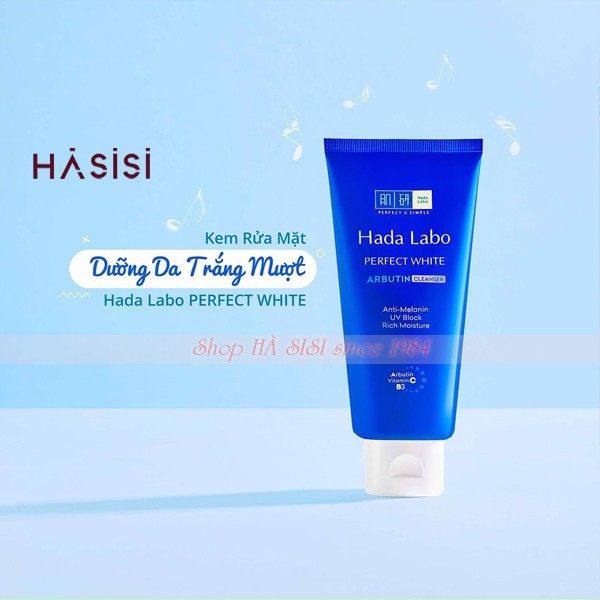 Sữa Rửa Mặt Dưỡng Sáng Da HADA LABO PERFECT WHITE ARBUTIN CLEANSER 80g (tuýp xanh) | BigBuy360 - bigbuy360.vn