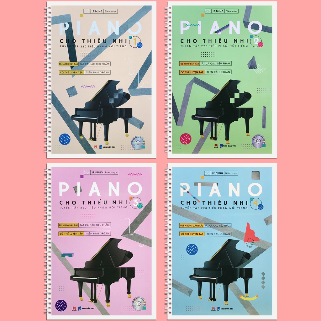 Sách - Piano Cho Thiếu Nhi - Tuyển Tập 220 Tiểu Phẩm Nổi Tiếng (Bộ 4 quyển, lẻ tùy chọn: Phần 1, 2, 3, 4)