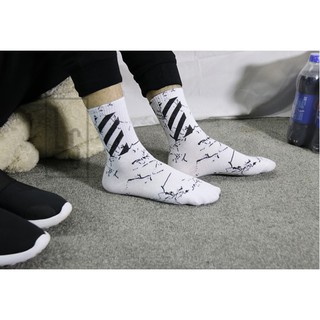 Tất OFF WHITE tia điện cổ cao