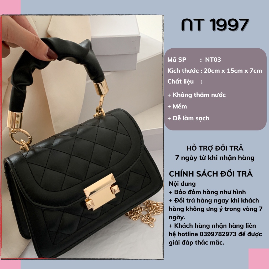 Túi sách nữ đeo chéo kẹp nách thời trang mini dây xích