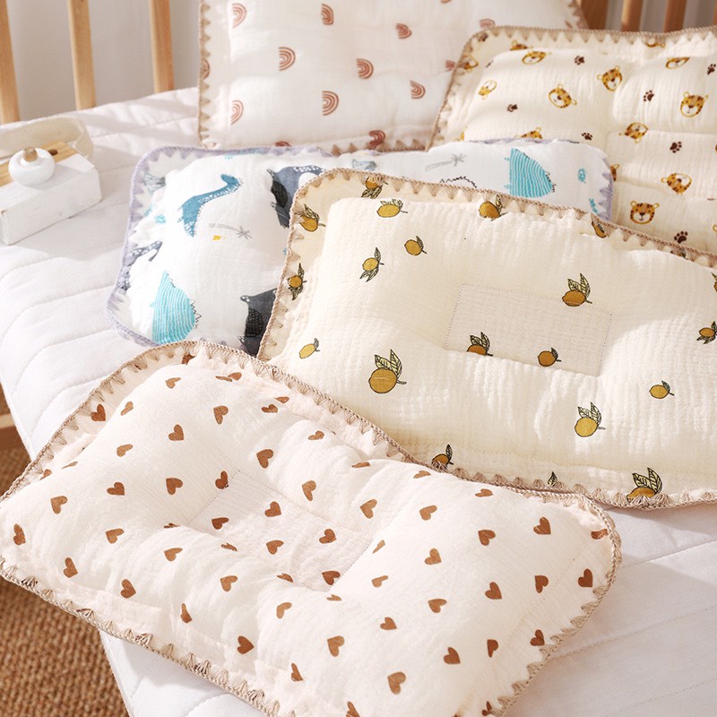 Gối cho bé gối cho bé sơ sinh vải xô muslin cao cấp phong cách Hàn Quốc cho bé