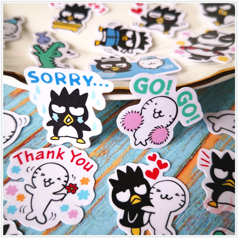 ❀ Sanrio BAD BADTZ-MARU Q-1 Sanrio Diary Manual Stickers ❀ 40Pcs/Set DIY Scrapbooks Decor Stickers