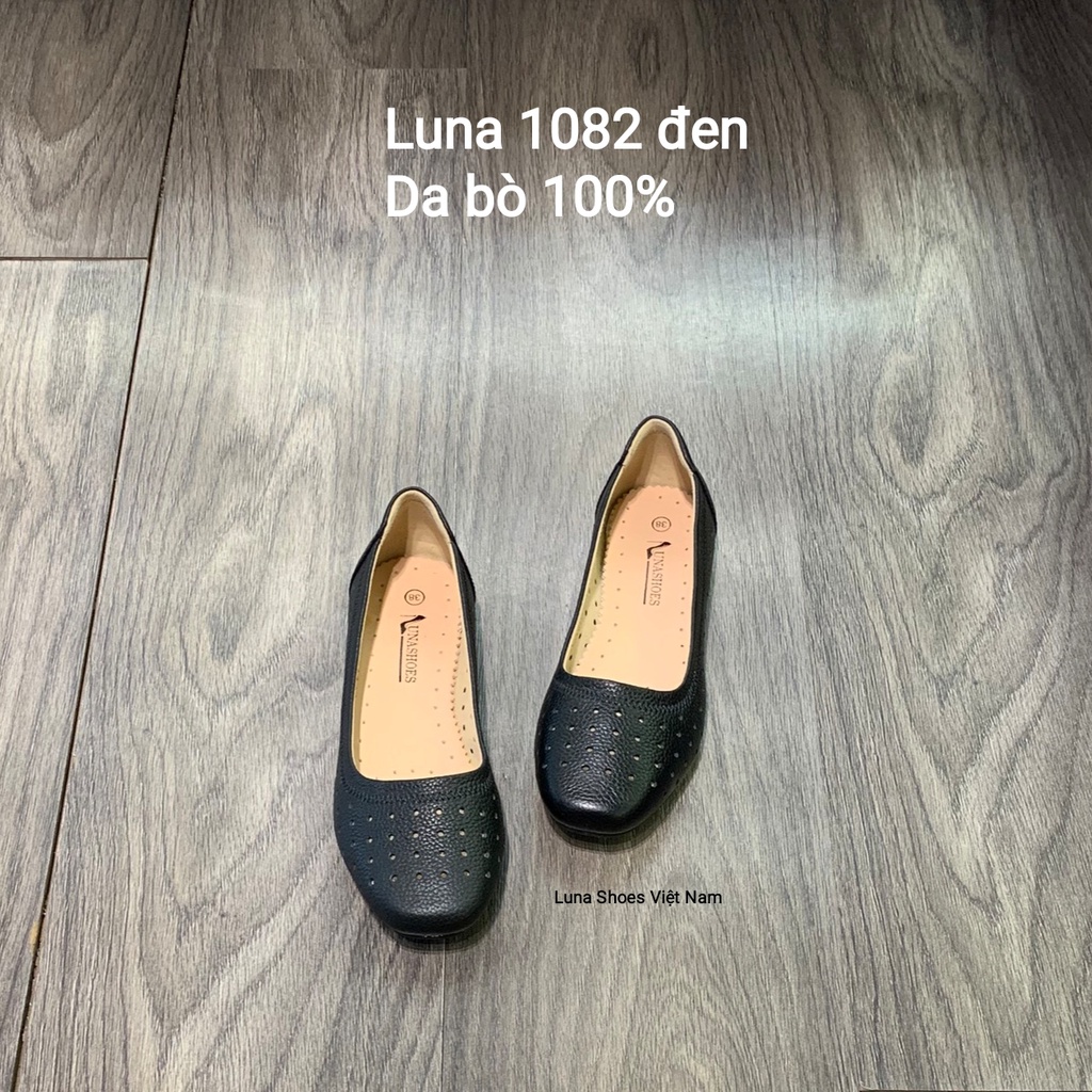 Giày bệt nữ da bò 100% đế cao su siêu bền Lunashoes (1082) full box hàng cao cấp có sẵn giày trung niên cho mẹ