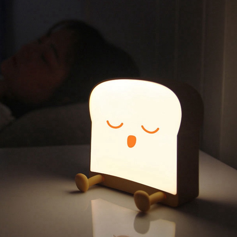 Đèn Ngủ LED Hình Bánh Mì Nướng Thông Minh Chạy Pin Có Thể Sạc Lại Và Hẹn Giờ