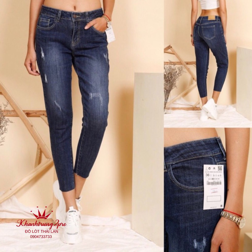Quần Jeans nữ cắt gấu cá tính màu đậm Hàng Việt Nam