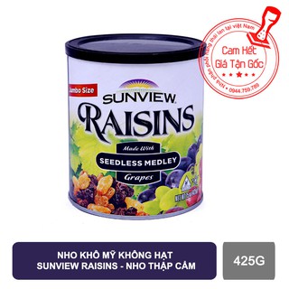 Nho khô mỹ không hạt Sunview Raisins Mỹ 425g