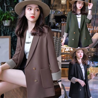 Áo khoác dạ cổ v phối nút tay caro cao cấp hàng tuyển chọn by4531