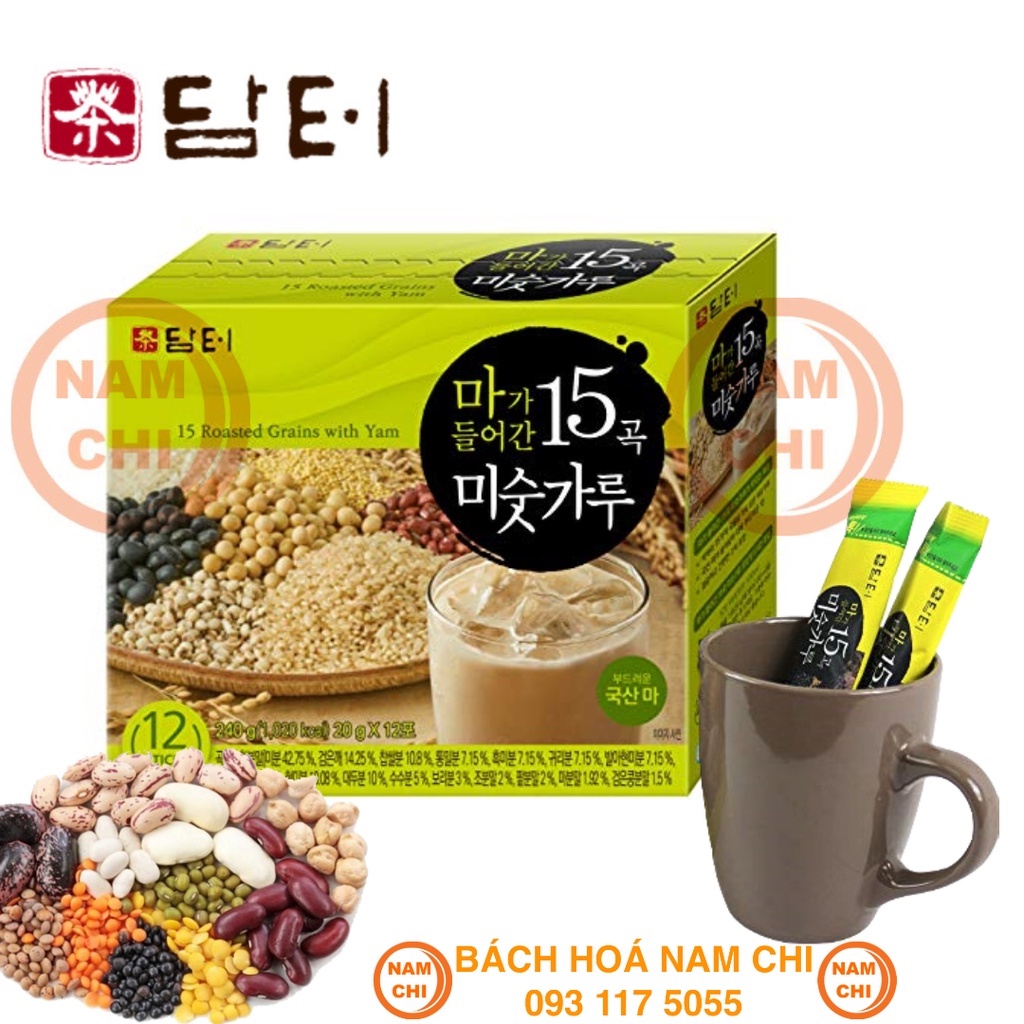 [15 Đậu NHỎ] Ngũ Cốc DAMTUH 15 Loại Đậu Hộp 240g (12 Gói) - Nhập Khẩu Hàn Quốc