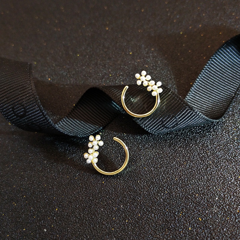 [Jiudolan] Bông Tai Mạ Vàng 18K Hình Hoa Đính Ngọc Trai Đơn Giản Thời Trang Dành Cho Nữ