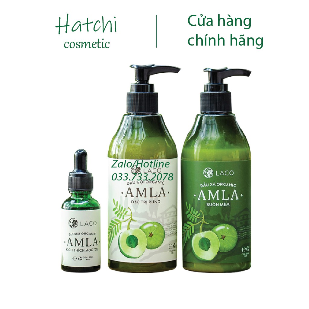 [Mẫu Mới+Chính Hãng Laco] Bộ Dầu gội – Dầu xả – Serum Amla Laco Chống Rụng Kích Thích Mọc Tóc