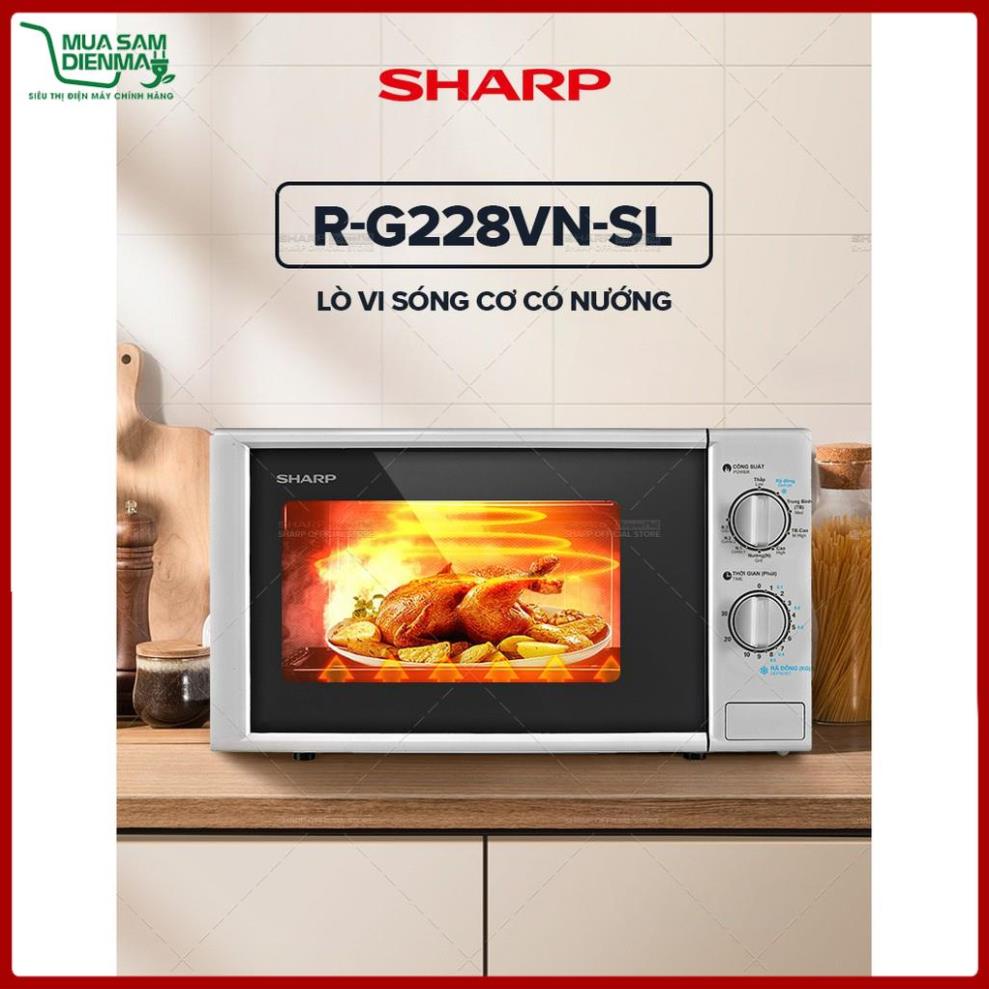 Lò vi sóng có nướng Sharp R-G228VN-SL - 20L - Hàng Chính Hãng