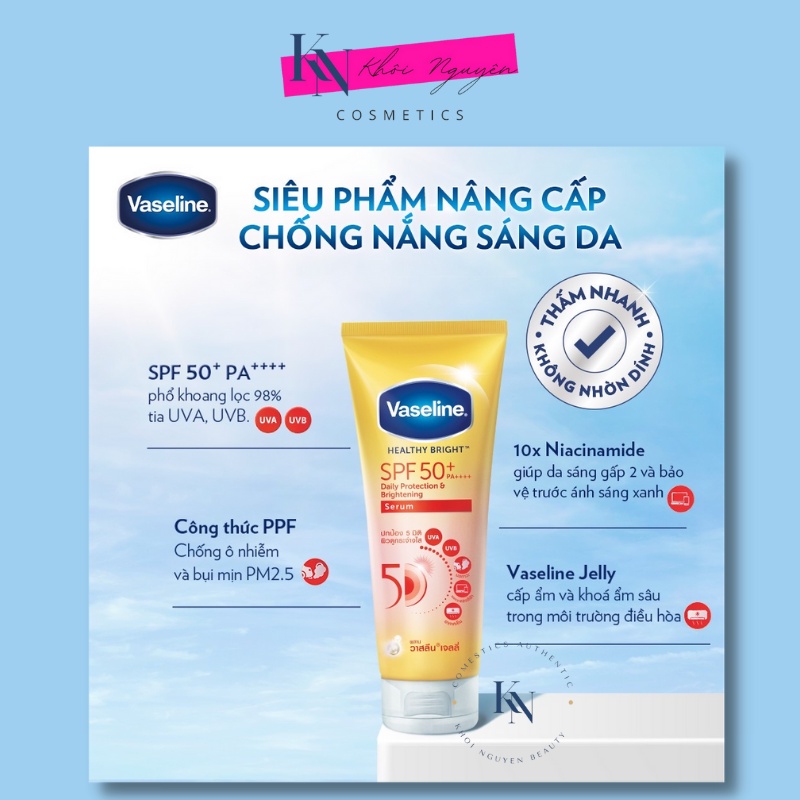 Sữa Dưỡng Thể Vaseline 50x, Serum chống nắng cơ thể bảo vệ da với SPF50 + PA ++++ dưỡng da sáng khoẻ mịn màng 320ml