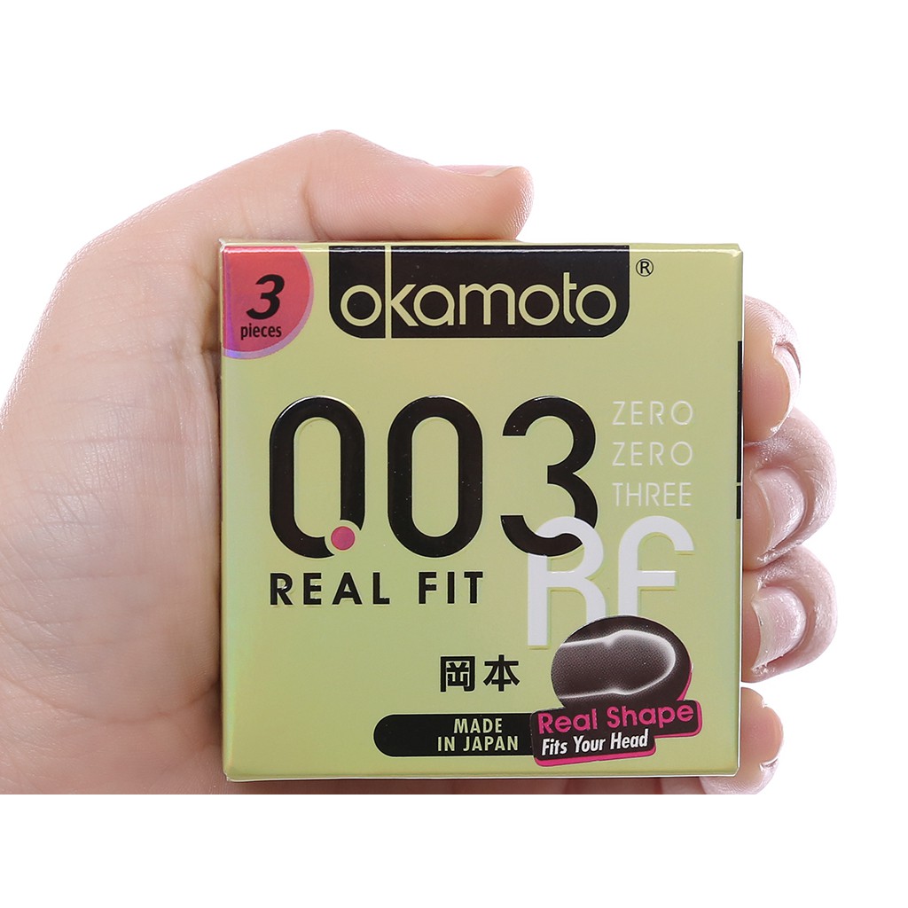 Bao cao su Okamoto 0.03 Real Fit cực siêu mỏng,mềm mại [ Chính hãng]