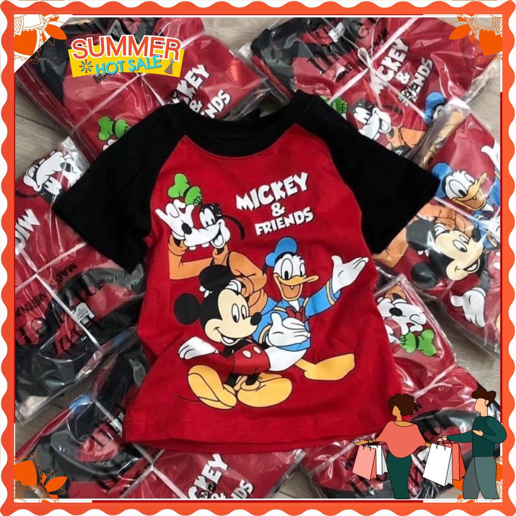 ABE31 SET 2 ÁO MICKEY DONALD ĐỎ TRẮNG BÉ TRAI