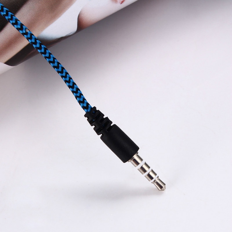 Tai nghe nhét Tai H-169 3.5mm Mp3 Mp4 bện dây có nút điều khiển nhiều màu tự chọn
