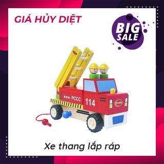 Đồ chơi bằng gỗ xe thang lắp ráp Winwintoys 65302, đồ chơi an toàn cho bé, kích thích sự phát triển trí não của trẻ nhỏ