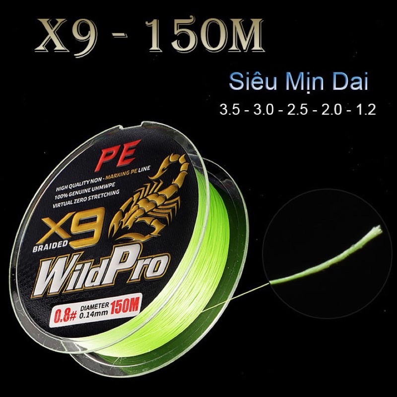 Dây dù câu cá PE lure 9x Wildpro dài 150m