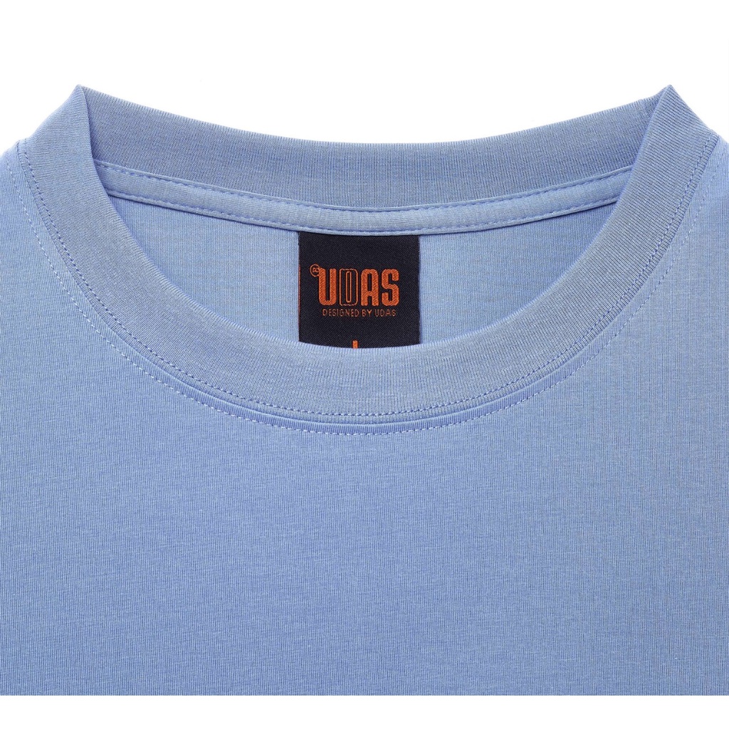 Áo thun tay lỡ UDAS phông Unisex nam nữ Cotton oversize form rộng SIGNATURE - Blue Ocean