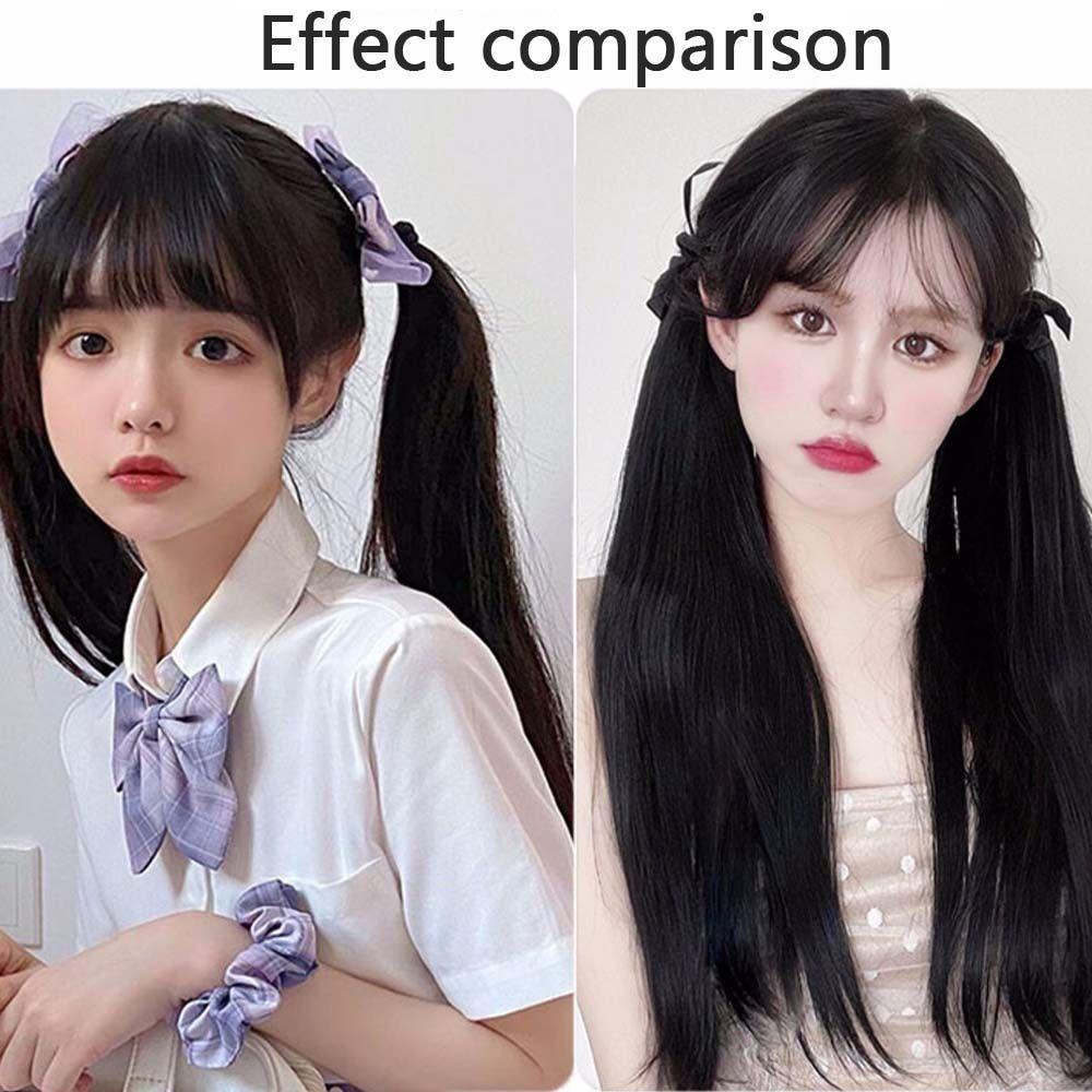 Tóc Giả Đuôi Ngựa Thẳng Dài Màu Đen Bằng Sợi Tổng Hợp Kháng Nhiệt Hóa Trang Lolita