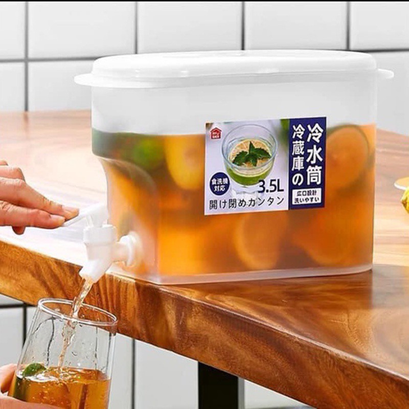 Bình đựng nước có vòi tiện lợi để tủ lạnh siêu to 3.5L chất liệu nhựa PP cao cấp chịu nhiệt tốt MiibooShi PVN17357