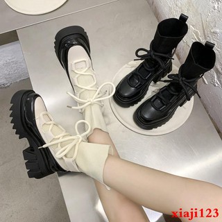 Giày bốt vải cao gót cổ thấp mũi vuông thời trang