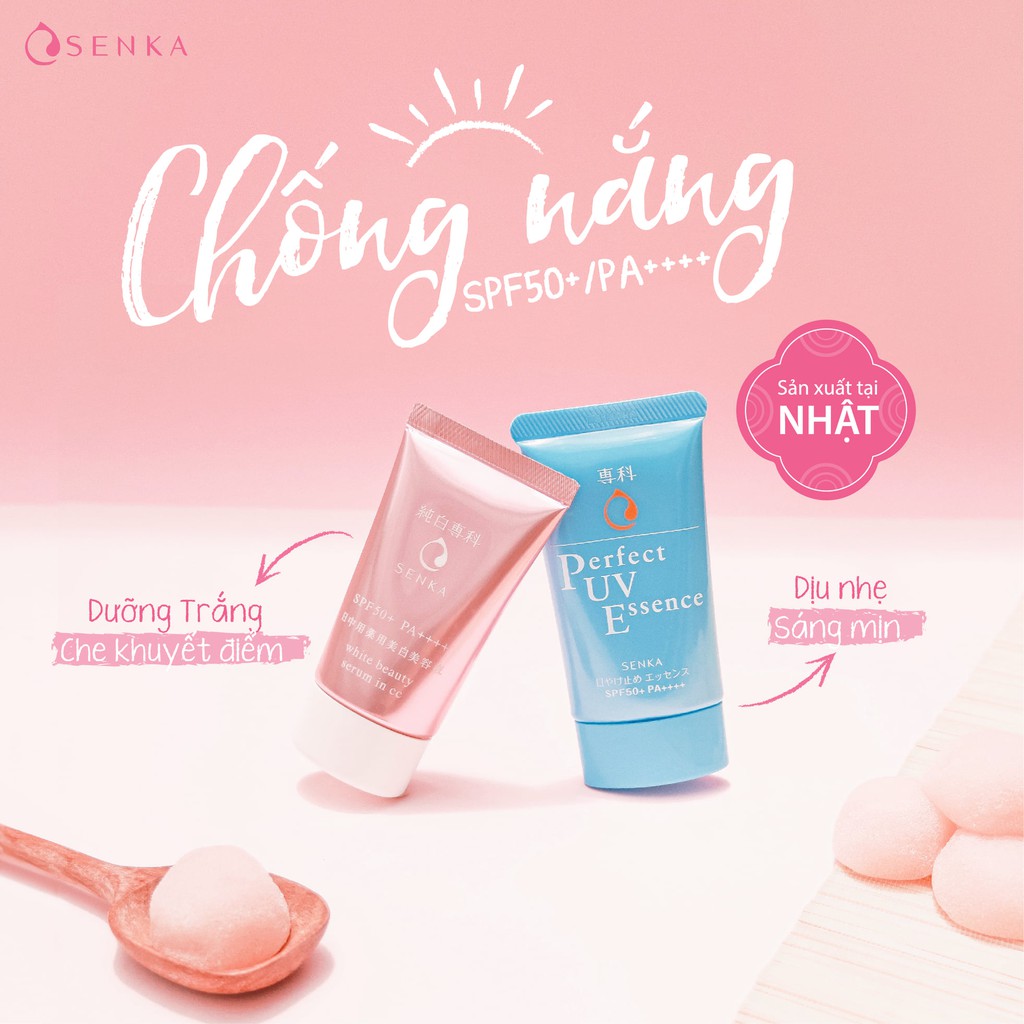 Tinh Chất Dưỡng Trắng , Kem Chống Nắng Senka Perfect UV