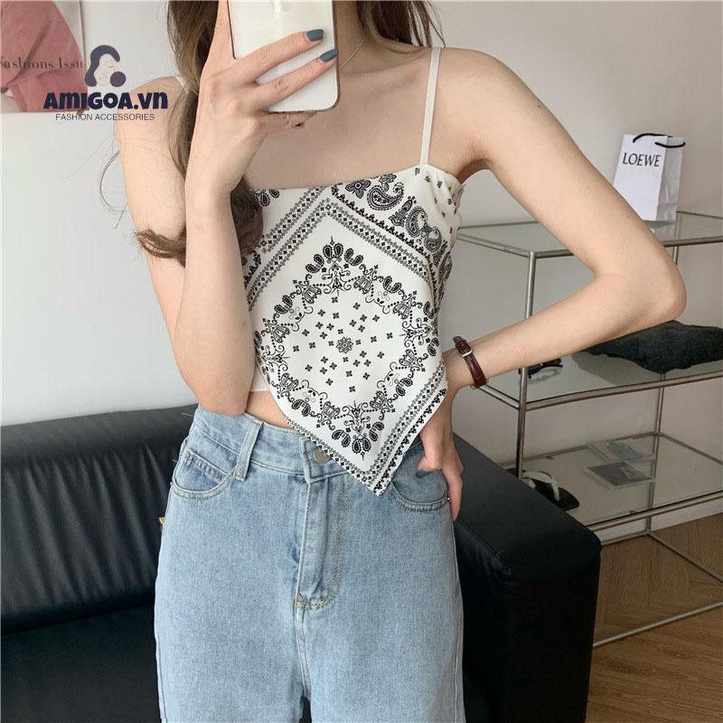 ✨✨ Áo Thun Hai Dây Dáng Ôm Ngắn In Hoa Thời Trang Mùa Hè Cho Nữ