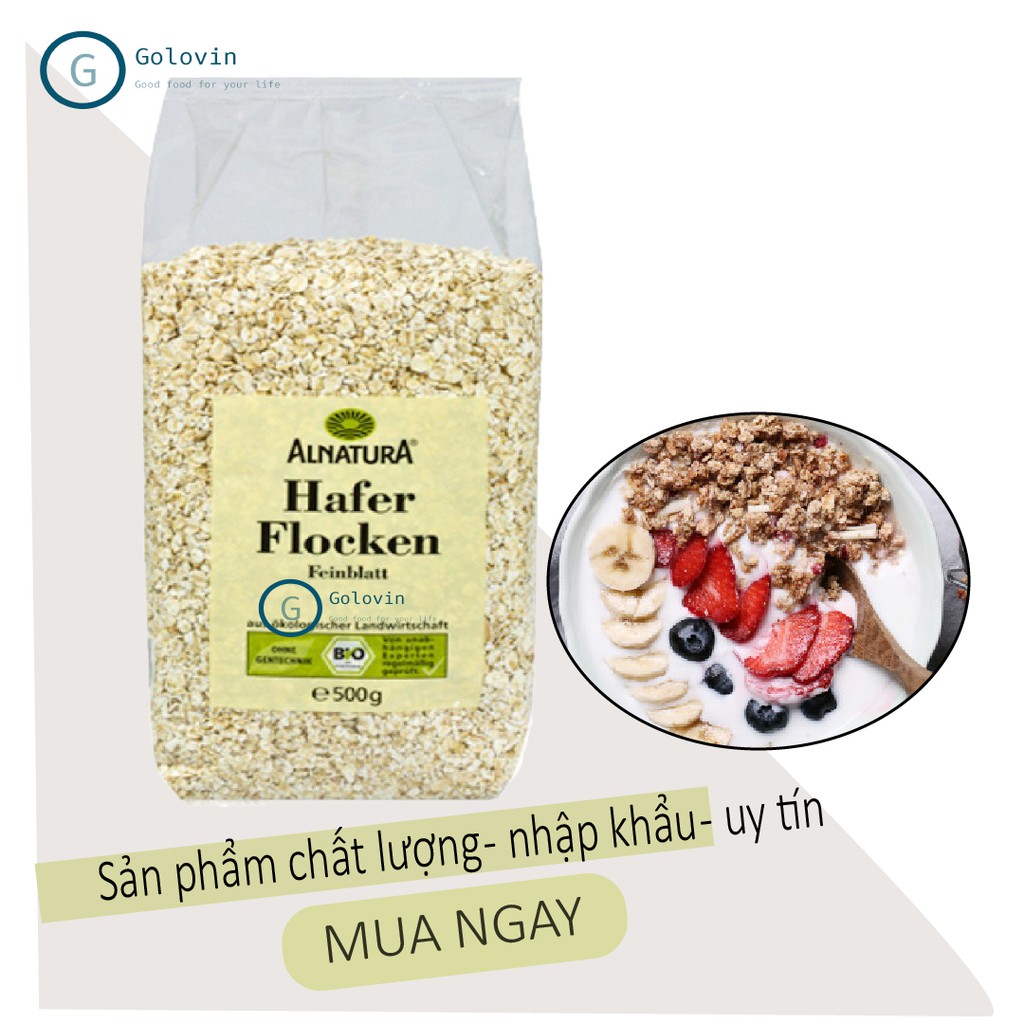 Yến mạch Đức Hafer Flocken túi 500g cán vỡ, cán dẹt cho bé ăn dặm, giảm cân, người bị tiểu đường Golovinshop