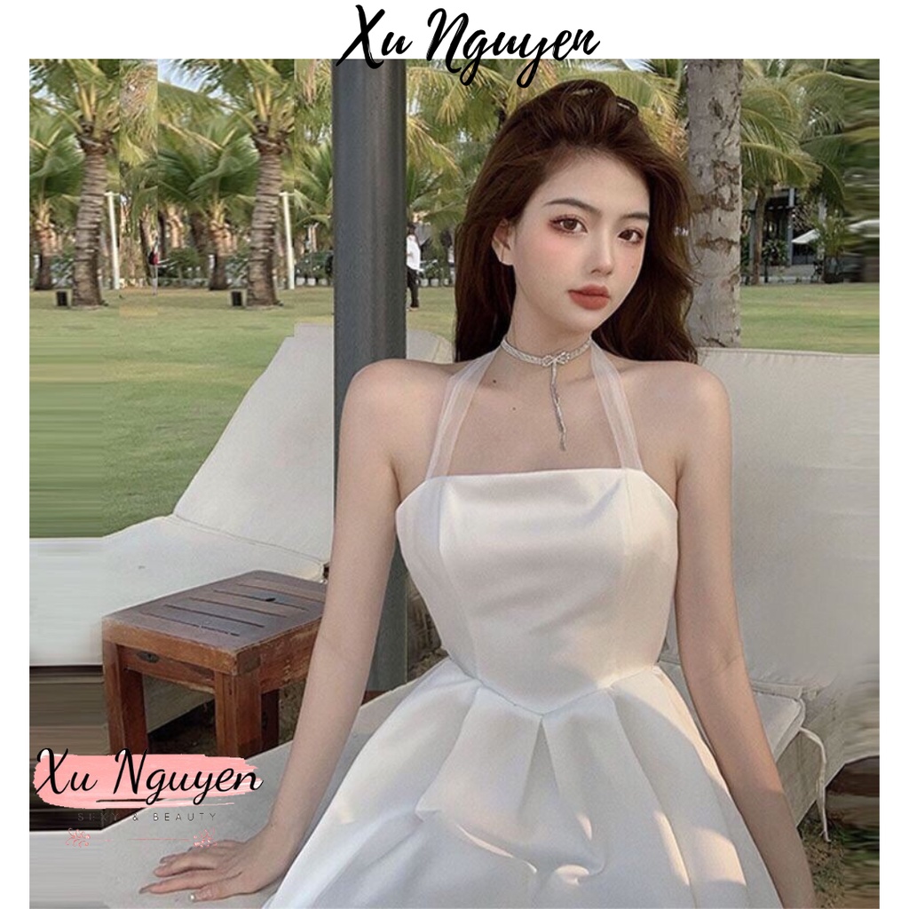 Đầm trắng công chúa thắt nơ lưng sexy ♥️ Váy đi tiệc kèm hình ảnh thật