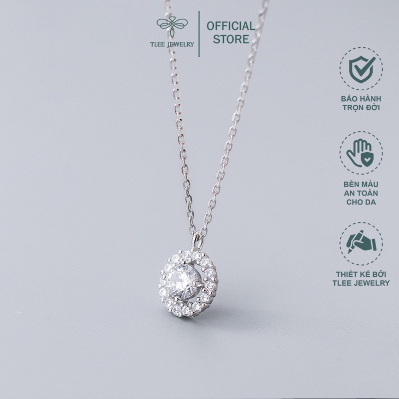 Dây chuyền bạc nữ TLEE mặt đá tròn đính đá mẫu mới sang trọng TleeJewelry D0142