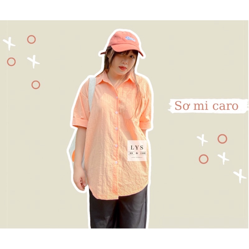 Áo sơ mi caro tay ngắn form rộng túi trước