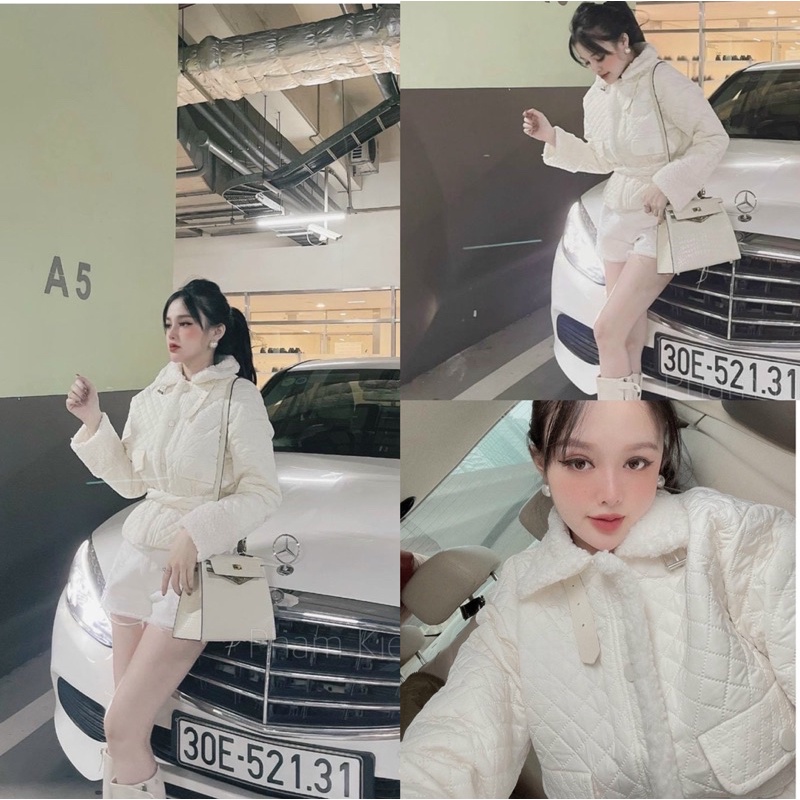 (sẵn) áo khoác phao trám trắng kem túi ngực hàng qccc (video ảnh thật) | BigBuy360 - bigbuy360.vn