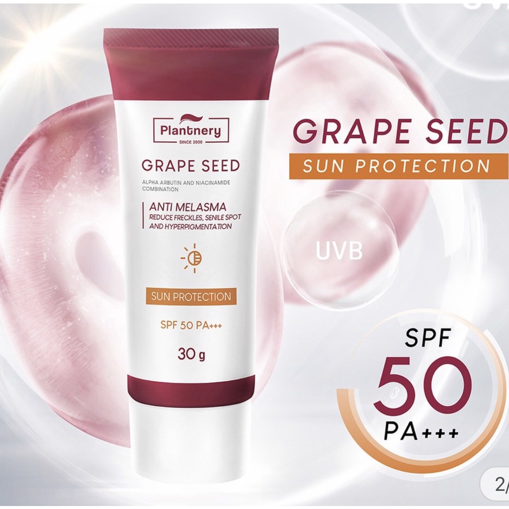 Kem chống nắng hạt nho Plantnery Sunscreen SPF50 PA +++ 30g Thái Lan ,bảo vệ làn da, giảm thâm nám tàn nhang